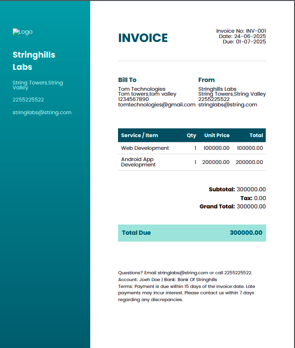 Healthcare Invoice